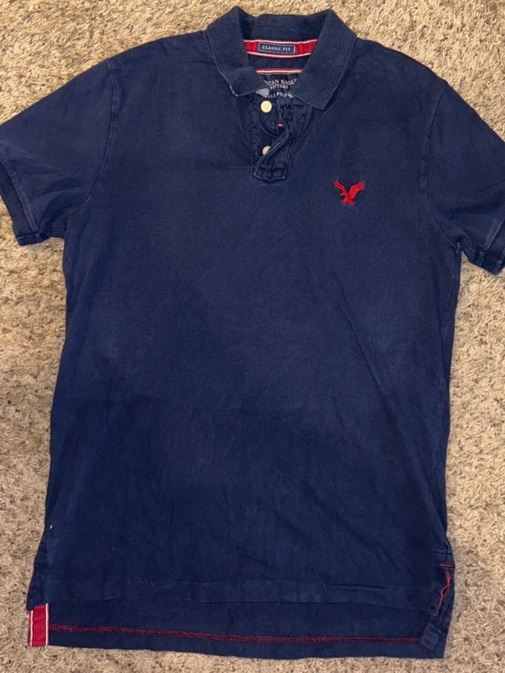 American Eagle Outfitters Navy Polo with Red Logo